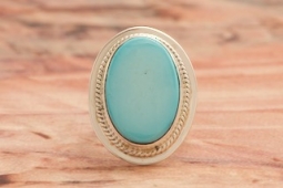 Genuine Kingman Turquoise Sterling Silver Native American Ring
